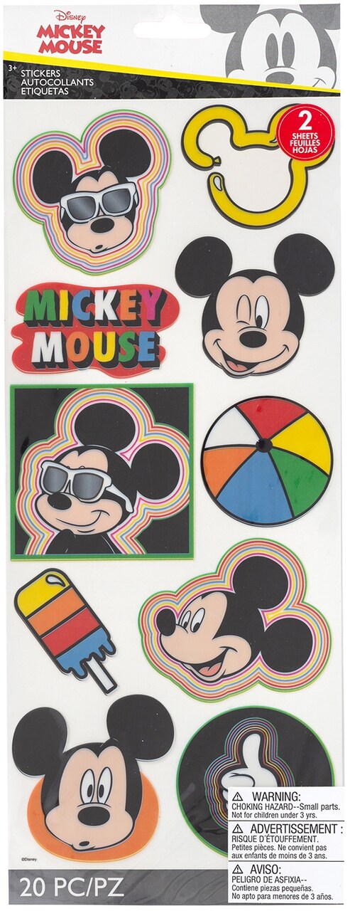 EK Success Disney Large Flat Stickers - Mickey Head Badges, 20pcs